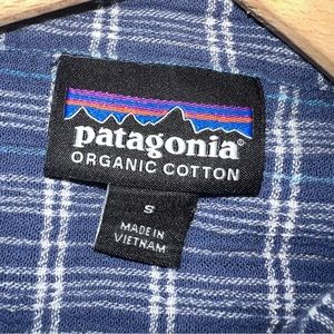 Patagonia back step 
 Blue Plaid Casual Button Down Shirt
